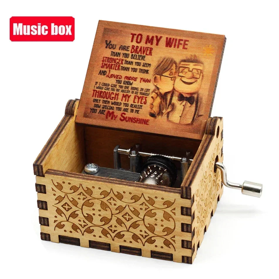 Wooden Hand Crank Jurassic Park Music Box – Classic Theme Melody Gift for Kids & Collectors
