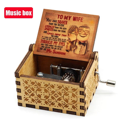 Wooden Hand Crank Jurassic Park Music Box – Classic Theme Melody Gift for Kids & Collectors