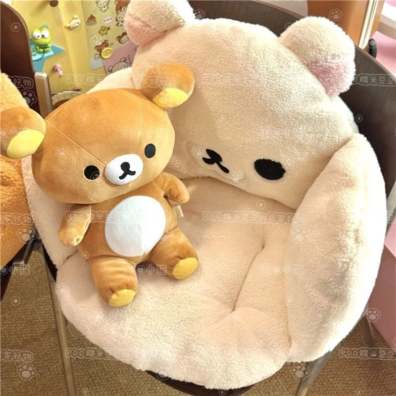 2026 Rilakkuma Plush Seat Cushion - Thickened Winter Warm Chair Pad and Tatami Mat Comfort Cushion