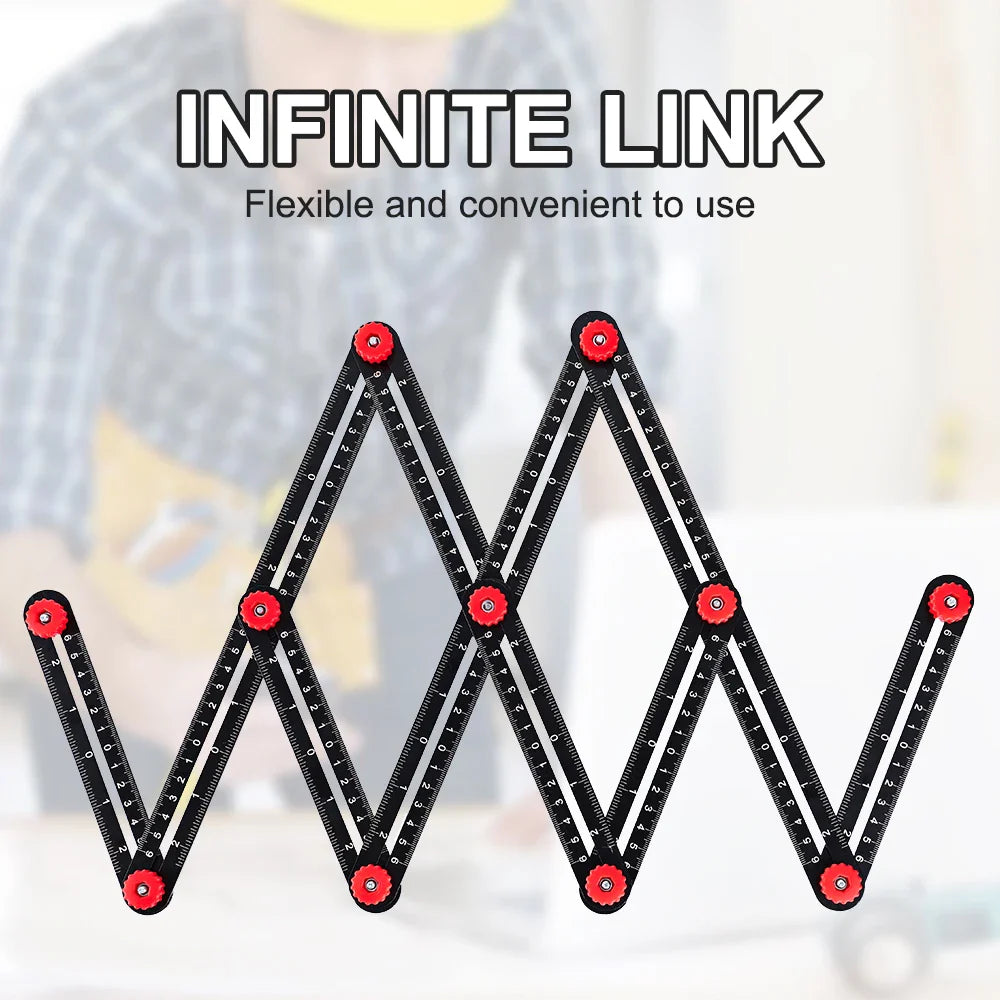 Aluminum Alloy Multi-Angle Ruler Finder: Measure Ruler with 2 Drill Tile Hole Locator - Essential Construction Tool for Craftsmen