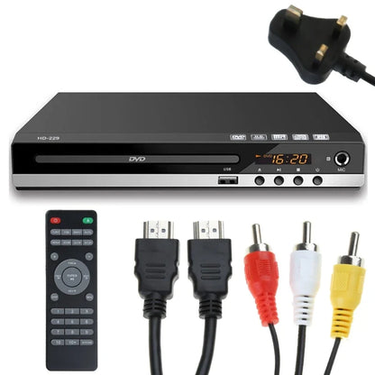 DVD Player VCD CD Multimedia Machine – HDMI-Compatible with AV Output, Remote Control & AV Cable