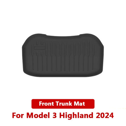 Tesla Model 3 Highland 2024 TPE Trunk Mats – Waterproof Front & Rear Layered Carpet Pads