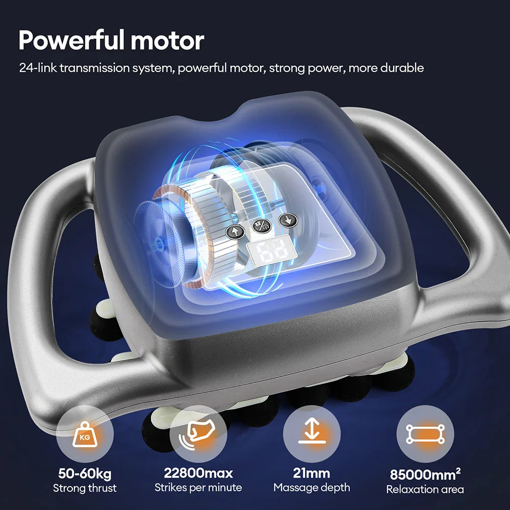 24-Head Fascia Massage Gun 9 Modes High-Frequency Vibration Full Body Massager for Back Neck Shoulder Waist Muscle Relaxation Deep Tissue Massage Device