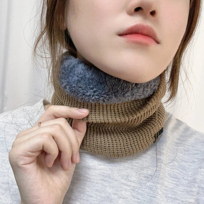 Women’s Winter Plush Woolen Scarf – Thick Fleece Neck Warmer, Knitted Muffler & Ski Mask