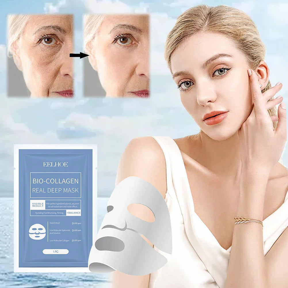 Bio-Collagen Anti-Wrinkle Face Mask – Deep Lifting Mask with Hydrolyzed Collagen, Collagen Reverse Film Peel-Off Mask