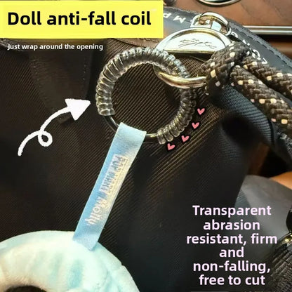 Labubu Anti-Drop Silicone Keychain — Colorful Winding Rope with Protective Ring, Fixed Safety Buckle