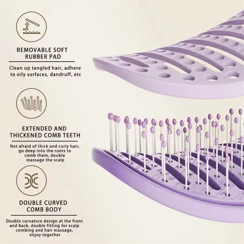 Self-Cleaning Hairbrush & Scalp Massager Anti-Frizz Volumizing Portable Styling Brush for Smooth Fluffy Hair
