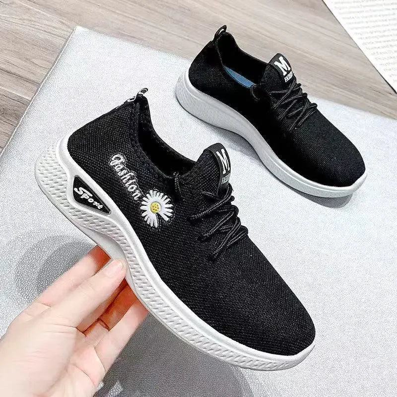 Women's Fashion Sports Shoes – Breathable Mesh, Soft Thick Sole, Lightweight Casual Trendy Coconut Sneakers