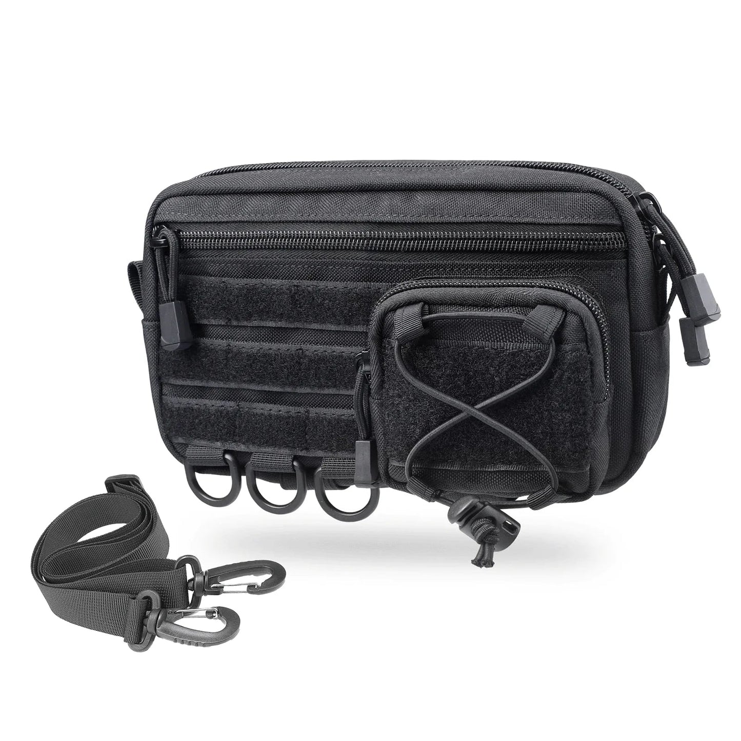 Tactical Molle Horizontal Admin Pouch – EMT EDC Utility Bag with Front Drawstring Pocket