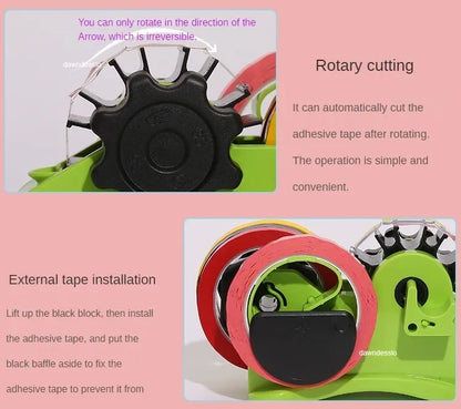 Semi-Automatic Multi-Roll Tape Dispenser – Reusable Thermal Tape Cutter with Storage Compartment