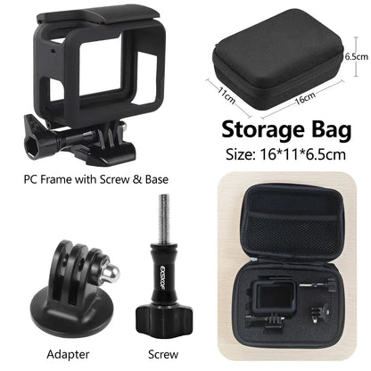 Protective Plastic Frame Case for GoPro Hero 5/6/7 Black – Durable Action Camera Cage Housing Shell Replacement Accessory for Mounting & Protection