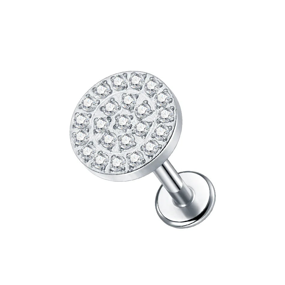 Titanium CZ Tragus & Helix Stud – Internally Threaded Labret Lip Ring Piercing Earring (1PC)