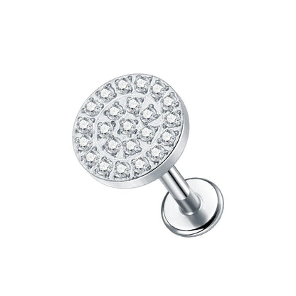 Titanium CZ Tragus & Helix Stud – Internally Threaded Labret Lip Ring Piercing Earring (1PC)