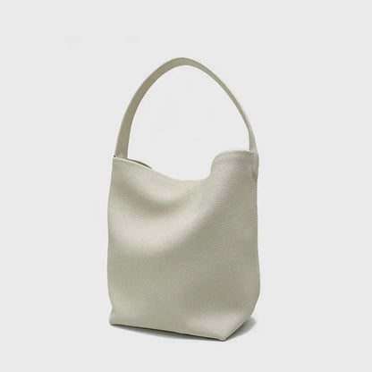 Motingsome Soft Cowhide Women's Bucket Bag – Elegant French Style, Large Tote, Luxury Thick Real Leather, 2022