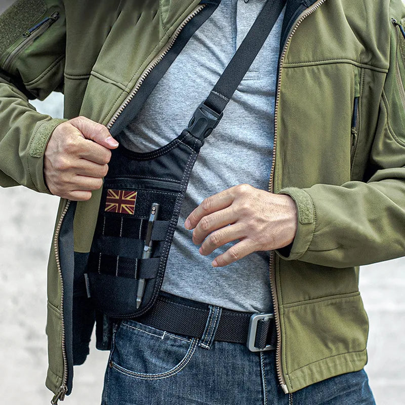 Agent Men's Underarm Tactical Shoulder Bag: Hidden Molle Waist Bag for Outdoor Travel - Anti-Theft Pack with Mobile Phone, Key, and Wallet Storage