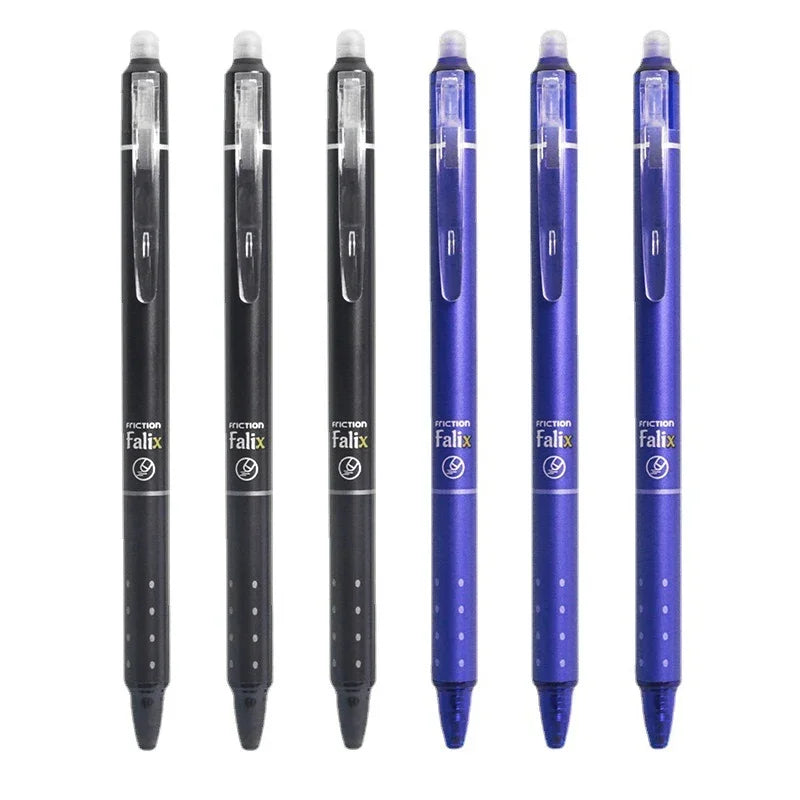 0.5mm Retractable Erasable Gel Pens Set – Black & Blue Ink with Refills, Built-in Eraser, Office & Exam Stationery Kit