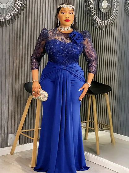 2025 African Sequin Dress for Women - Plus Size Dashiki Ankara Long Evening Party Dress & Elegant Robe Outfit