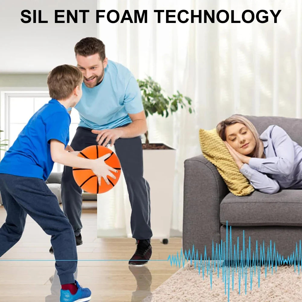 Silent Dribbling Indoor Basketball – Foam Ball Size 3/5/7, High Bounce, Noiseless & Non-Deforming