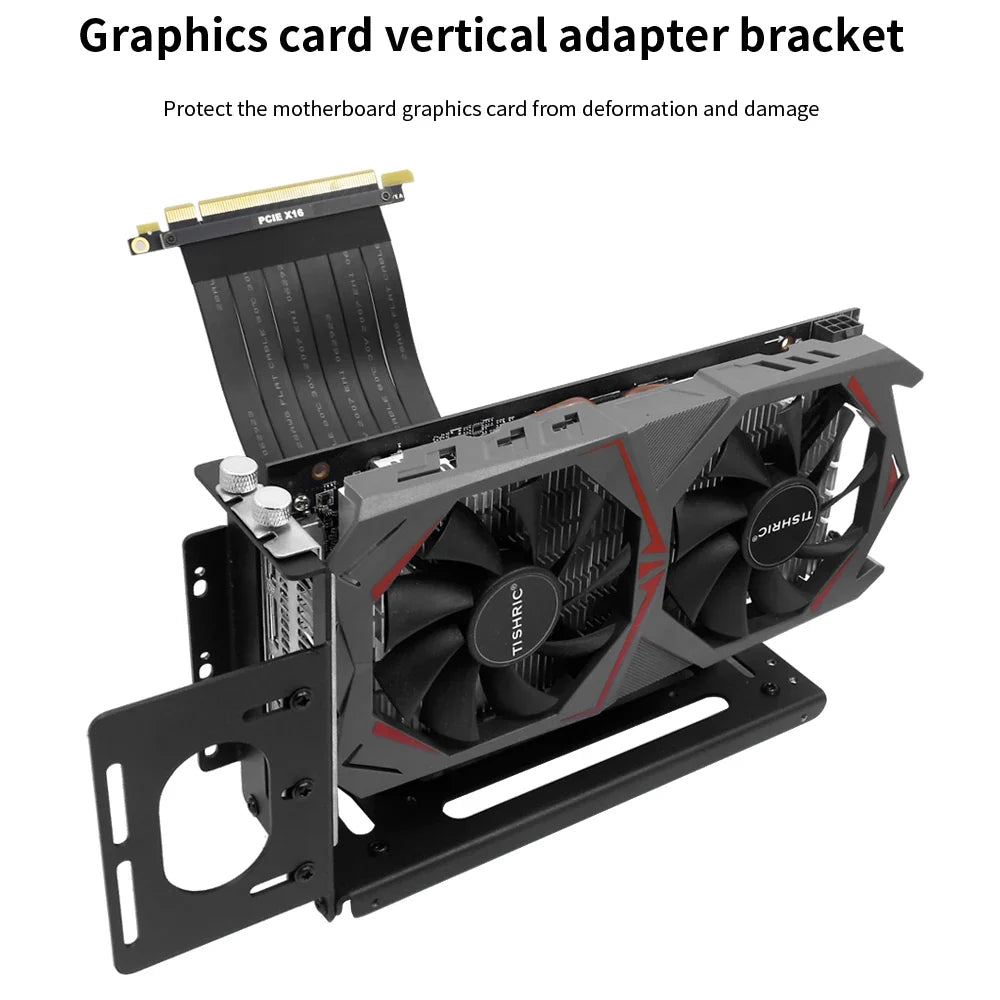 TISHRIC Aluminum GPU Support Bracket – Vertical Graphics Card Holder Stand for ATX PC Cases