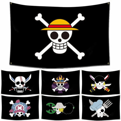 One Piece Pirate Skull Flag – Luffy Straw Hat Pirates Wall Decor & Banner for Kids' Bedroom, Gift