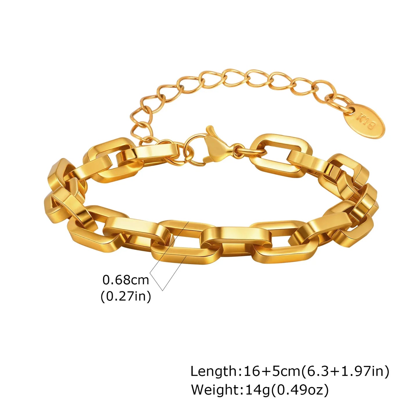 Women’s Chunky Gold Toggle Chain Bracelet – Stainless Steel OT Buckle Link Bracelet, Tarnish-Free Bold Fashion Jewelry