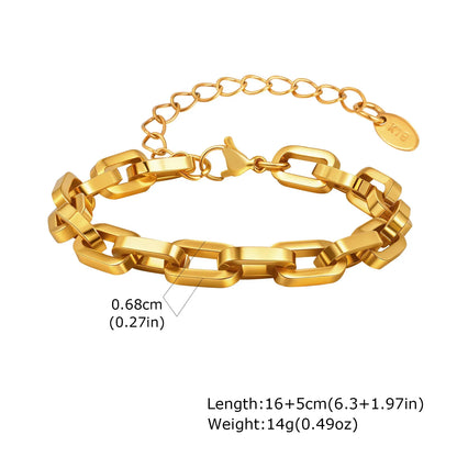 Women’s Chunky Gold Toggle Chain Bracelet – Stainless Steel OT Buckle Link Bracelet, Tarnish-Free Bold Fashion Jewelry