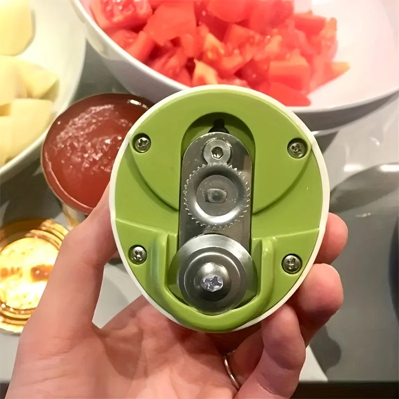Adjustable Anti-Slip Portable Manual Can Opener - Easy Twist Release Kitchen Gadget for Opening Jars and Small Cans