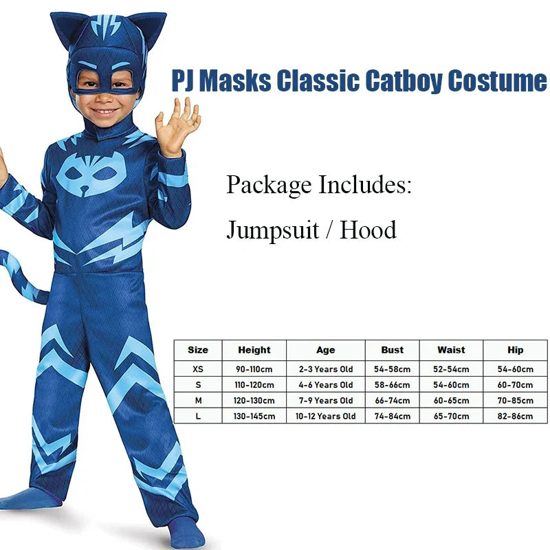 Kids Anime Hero Blue Pajama Costume with Mask – Boys Girls Cosplay Outfit for Halloween, Birthday Party & Dress Up