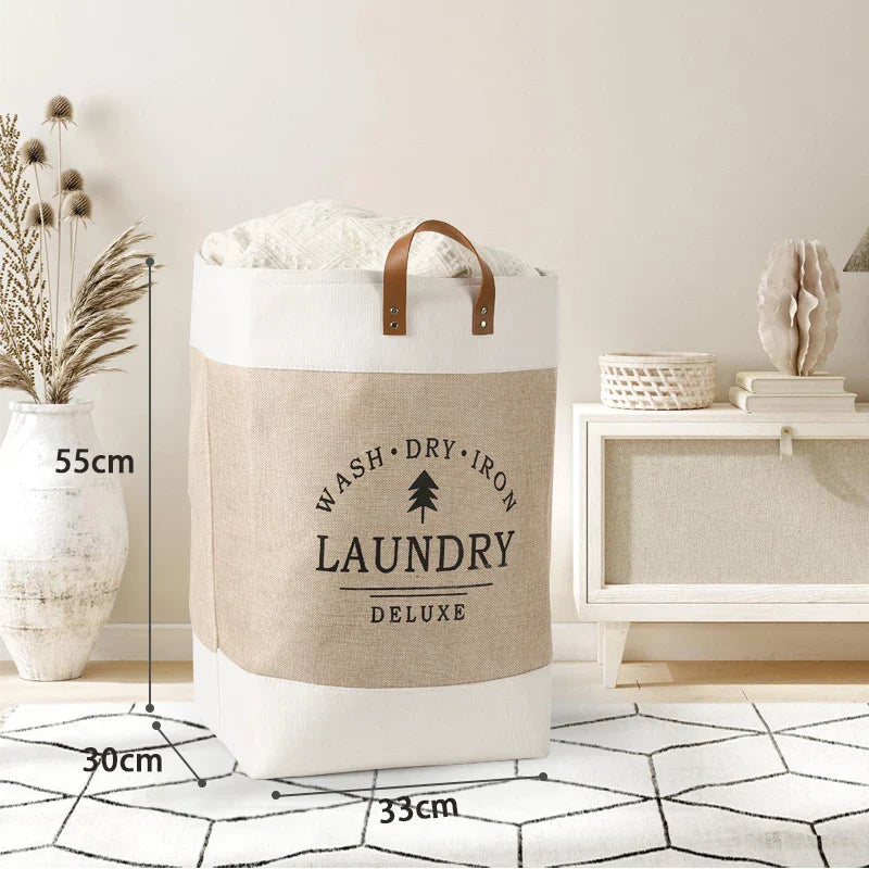 Large Capacity Fabric Laundry Basket — Foldable Dirty Clothes Storage Bin, Portable Household Storage Box