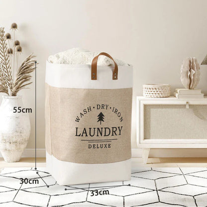 Large Capacity Fabric Laundry Basket — Foldable Dirty Clothes Storage Bin, Portable Household Storage Box