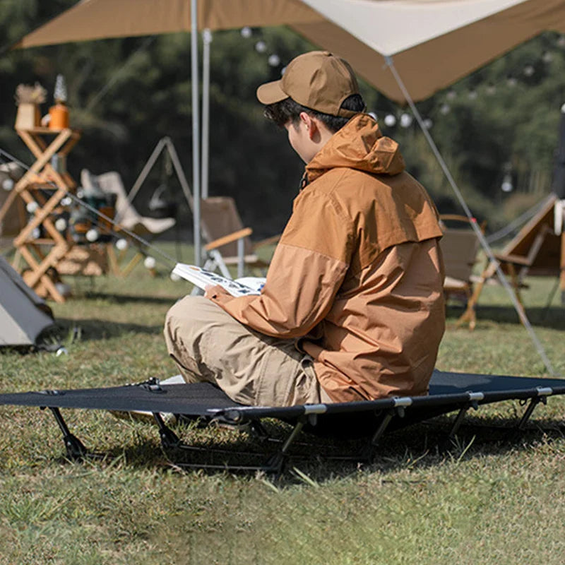 Ultra-Light Folding Camping Bed – Portable Outdoor Tent Cot for Adults, 150KG Capacity, Ideal for Hiking & Travel