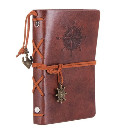 Retro Leather Notebook & Journal – Agenda Binder, Sketchbook with Replaceable Kraft Paper, 14x10cm, Korean Stationery