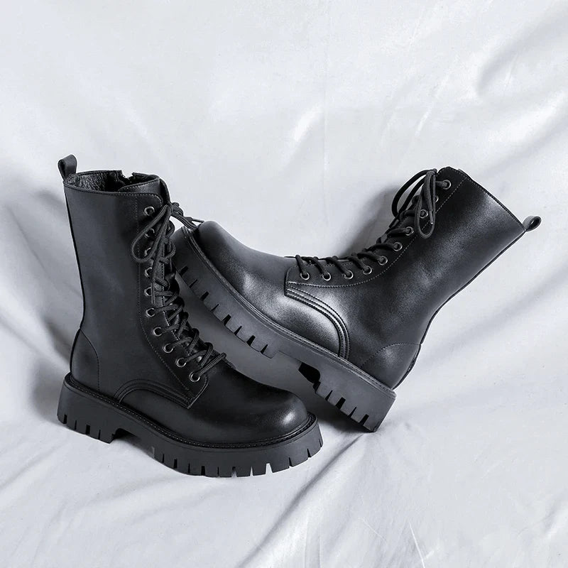 Luxury Brand Men's High Top Boots – Designer Leather Casual, Business & Outdoor Work Boots for Men