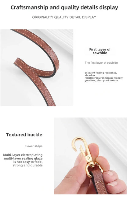Leather Replacement Crossbody Bag Strap for Longchamp Mini — Earthy Color Shoulder Strap, No Punching Needed