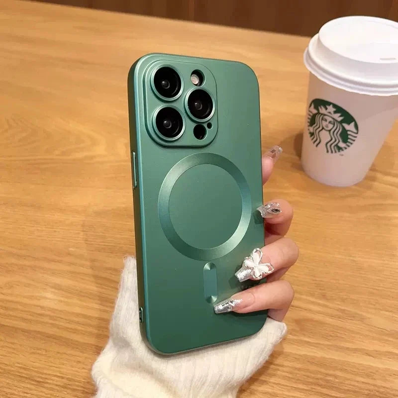 MagSafe Magnetic Wireless Charging Phone Case - Soft Silicone Protective Cover with Camera Lens Protection for iPhone 15 14 Plus 13 12 11 Pro Max