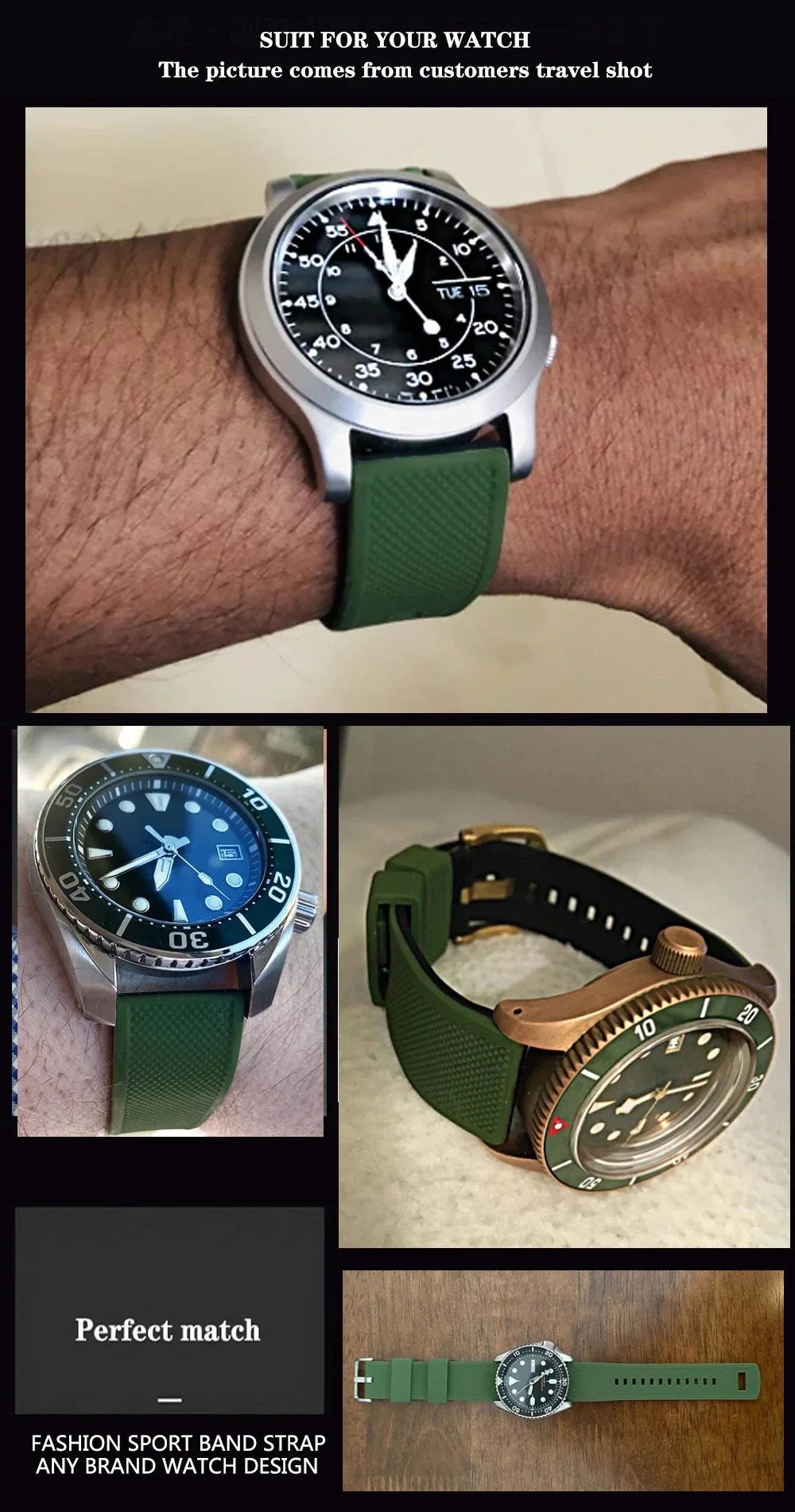 Premium Silicone Watch Band – Quick Release Rubber Strap, 18mm 20mm 22mm Replacement Watchband