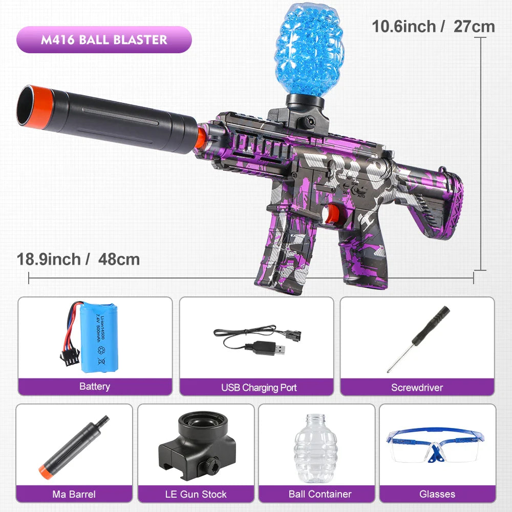 M416 Electric Ball Blaster Toy Gun – High-Speed Metallic Finish, Rechargeable, Halloween & Thanksgiving Gift (Bullets Not Included)