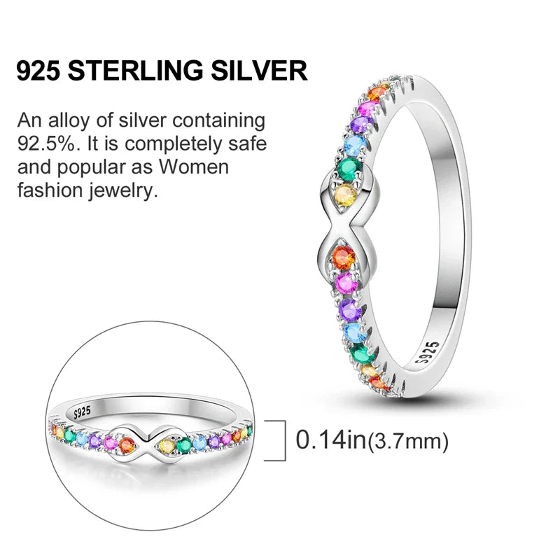 925 Sterling Silver Ring – Infinite Love Star & Moon Design for Women, Wedding Jewelry Gift