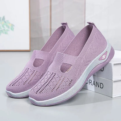 Women's New Summer Shoes – Mesh Breathable Slip-On Sneakers, Lightweight Flat Platform, Anti-Slip Walking Woven Shoes