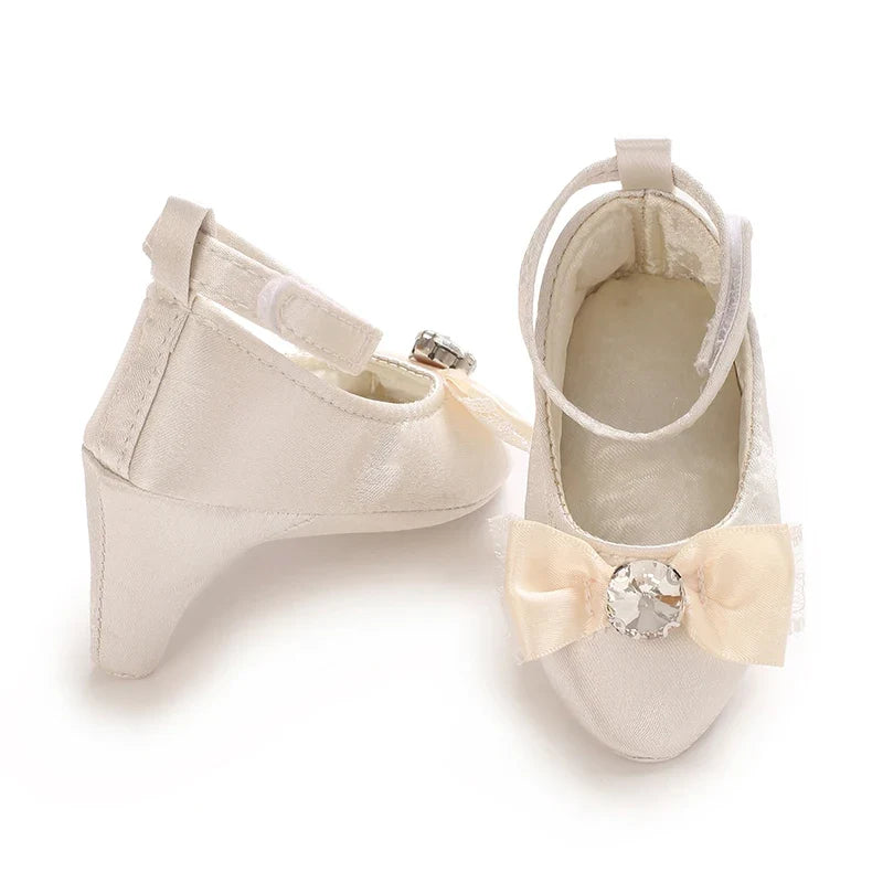 Newborn Baby Girl Princess Heels - Bow Party Crib Shoes for 0–5 Months