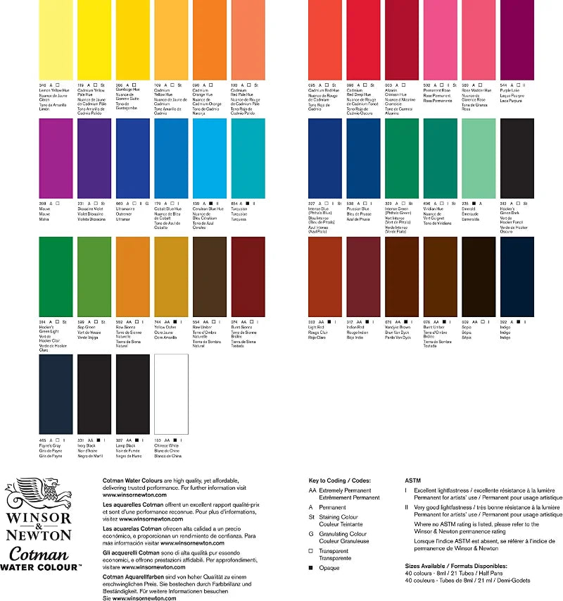 Winsor & Newton Cotman Watercolor Paint Tube 8ml – High Transparency Aquarelle with Excellent Tinting Strength