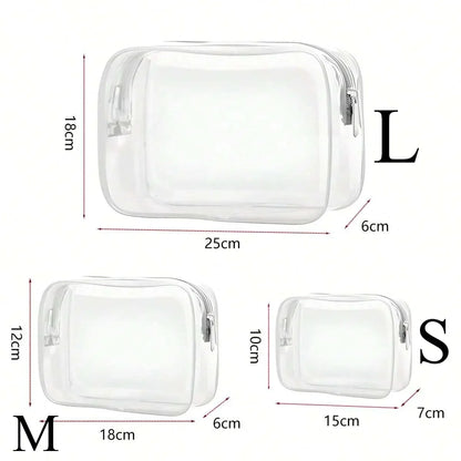 Clear Toiletry Bag — Portable Travel Makeup Organizer with Zipper, PVC Cosmetic Pouch, Airline Compliant