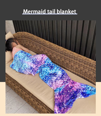 Mermaid Blanket Sleeping Bag — Anti-Kick Flannel Quilt with Soft Fabric, High Color Fastness, Fish Tail Design for Kids’ Birthday Gift