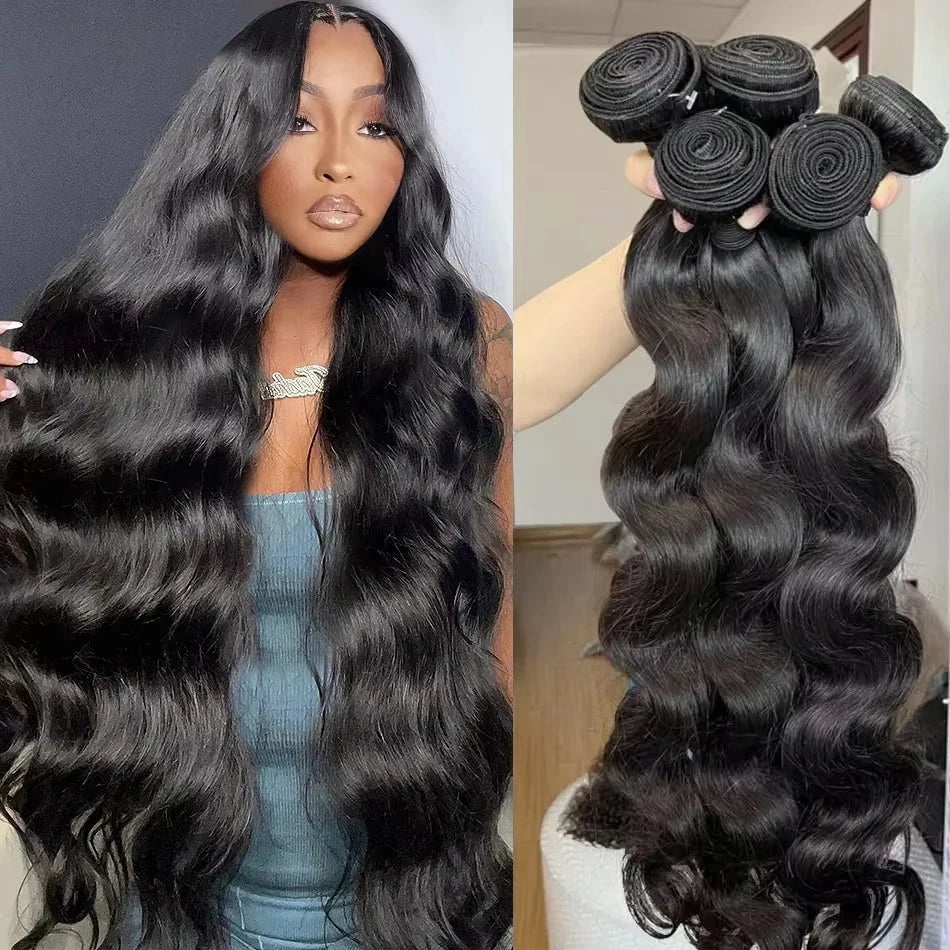 Rosabeauty Human Hair Bundles – Body Wave, 26-32 Inch, 100% Unprocessed Brazilian Virgin Hair Weave, Natural Real Human Hair