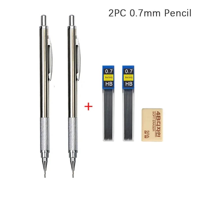Full Metal Mechanical Pencil Set — 0.3–2.0mm Automatic Pencils for Art, Drawing & School