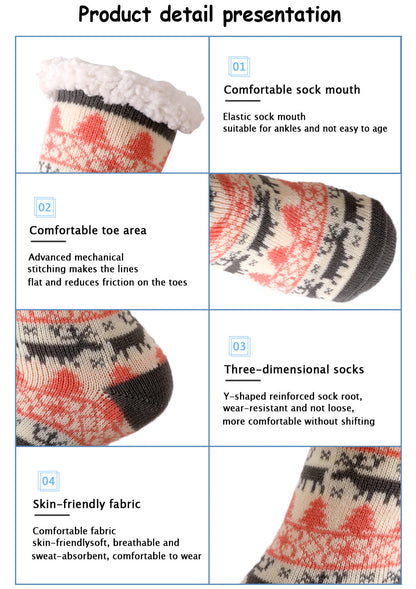 Women’s Winter Plush Socks – Soft Fuzzy Non-Slip Floor Slippers with Penguin, Deer, Elk & Bear, Cozy Christmas Gift