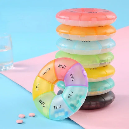 Portable Round Pill Case – 7-Day Weekly Tablet Organizer & Travel Storage Container