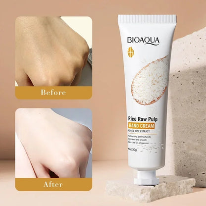 Rice Hand Cream – Nourishing & Moisturizing Non-Greasy Hand Care Lotion, Volumizing Rejuvenating Formula, 30g Skincare Treatment