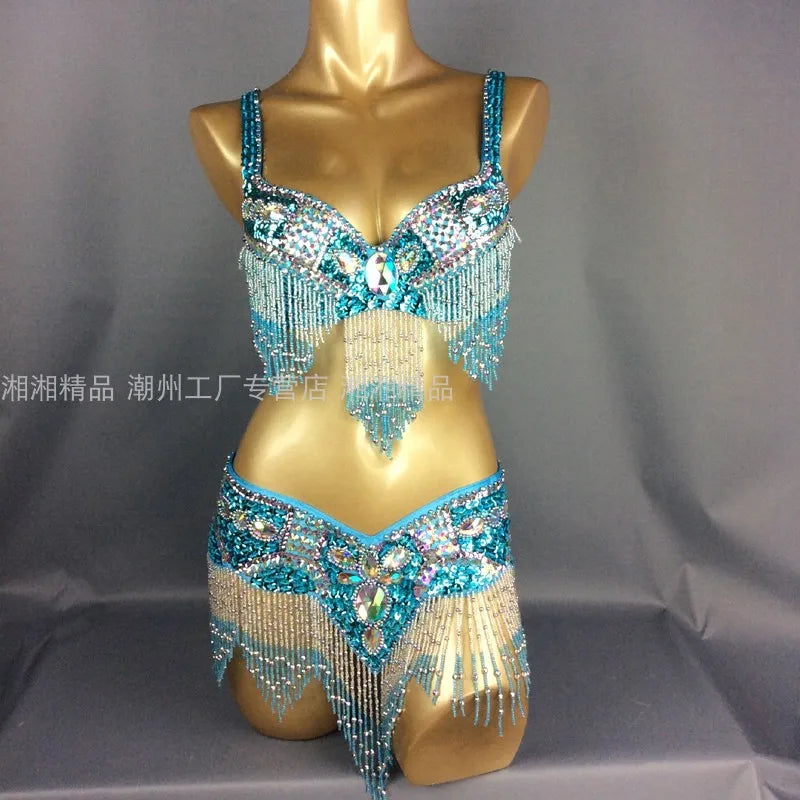 Sexy Girl Belly Dance Costume Set – Bra & Belt Set in 10 Colors for Ladies Bellydancing