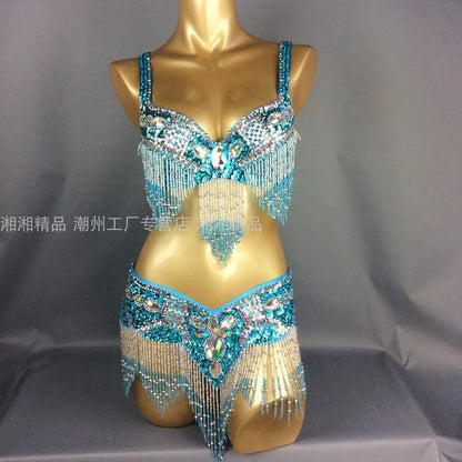 Sexy Girl Belly Dance Costume Set – Bra & Belt Set in 10 Colors for Ladies Bellydancing